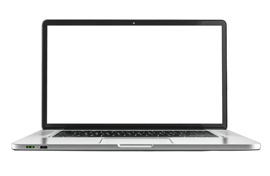 moderno il computer portatile computer con vuoto bianca schermo per soddisfare Schermo isolato su trasparente sfondo png