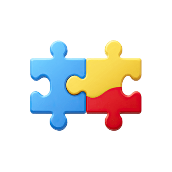 Tres vistoso enclavamiento rompecabezas piezas representando trabajo en equipo y conexión aislado png