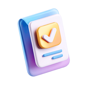 3d documento icono con un exitoso marca de verificación representando aprobación y terminación aislado en transparente antecedentes png