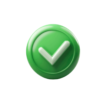 3D green checkmark icon in a circular shape for confirmation and approval isolated on transparent background png
