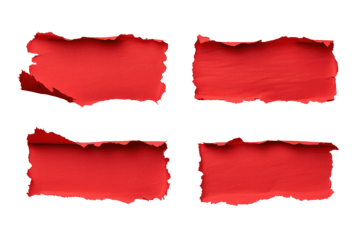 vier zerrissen rot Papier Frames mit zottig Kanten Erstellen ein Fenster bewirken isoliert auf transparent Hintergrund png