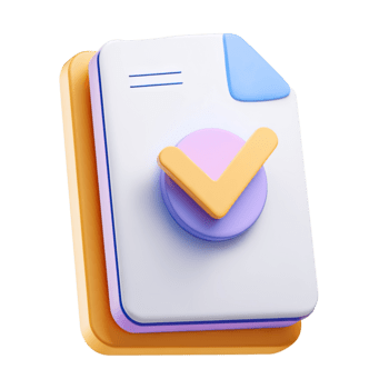 organizzato documento pila con un' verifica marchio per riuscito compito completamento isolato su trasparente sfondo png