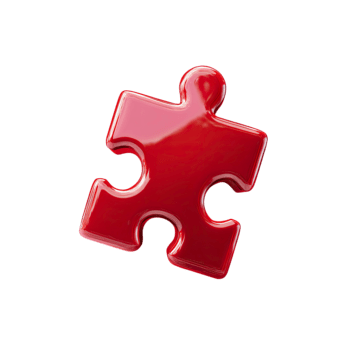 skinande röd pussel bit med en glansig yta representerar förbindelse och lösning isolerat på transparent bakgrund png