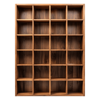 vuoto di legno Schermo mensola unità con multiplo scomparti e naturale legna grano isolato su trasparente sfondo png