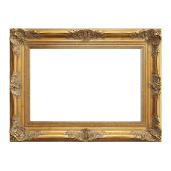 florido oro imagen marco con clásico tallado y vacío rectangular espacio aislado en transparente antecedentes png