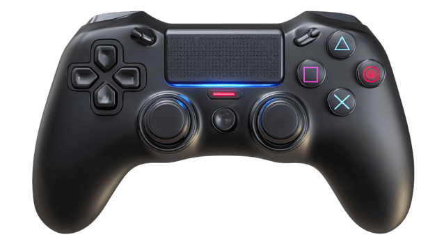 nero gioco controllore con illuminato pulsanti per immersiva digitale divertimento isolato su trasparente sfondo png