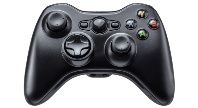 nero gioco controllore con colorato pulsanti per consolle gioco isolato su trasparente sfondo png