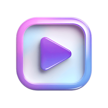 3d lucido giocare pulsante icona nel un' arrotondato piazza telaio con pendenza colori isolato su trasparente sfondo png