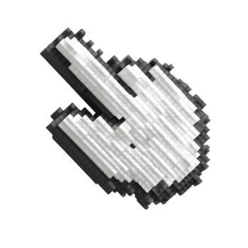 3d pixelated hand markören ikon för dator gränssnitt och digital navigering isolerat på transparent bakgrund png