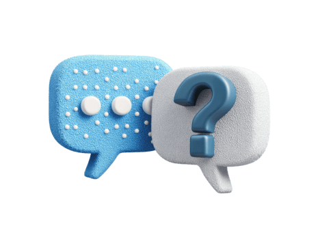 3d Tal bubblor med fråga mark och ellips representerar kommunikation förfrågan isolerat på transparent bakgrund png