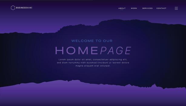 Dark Purple Homepage Website Header Background With Paper Tear Effect vector