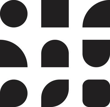 Modern abstract geometric black shapes grid design element set on white background vector