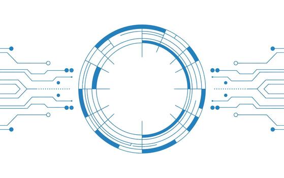 azul futurista circular interfaz con digital circuitería vector
