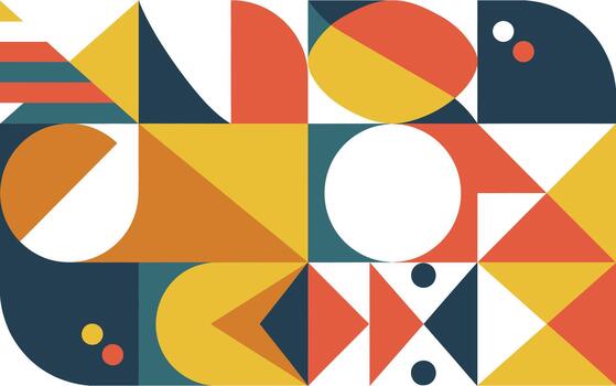 Retro geometric abstract pattern with circles and triangles vector