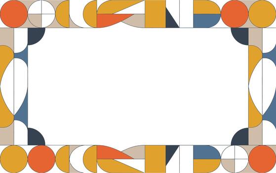 Geometric abstract border with mid century modern design elements vector