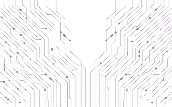 resumen púrpura circuito tablero líneas y nodos en blanco antecedentes vector