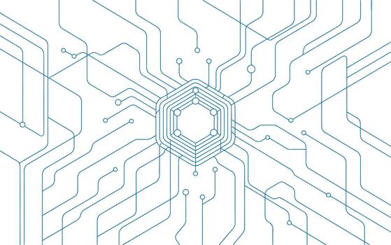 Abstract blue circuit board network design vector