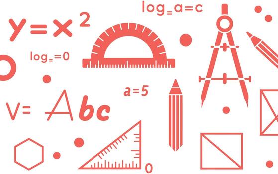 Mathematical symbols and tools on a light gray background vector