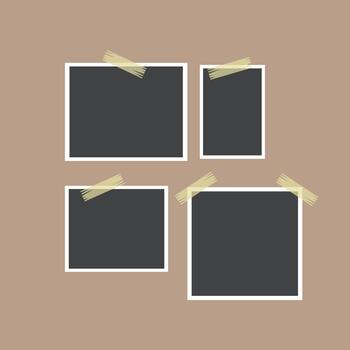 Create a stunning photo collage with these stylish frames and tape on a neutral background vector