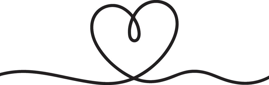 Minimalist Continuous Line Drawing of a Heart Shape, Simple and Elegant Symbol of Love and Affection vector