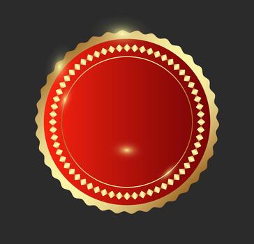 A luxurious red and gold seal badge with an ornamental border, perfect for certificate design. vector