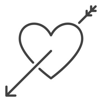 Heart with Arrow inside sympathy thin line icon vector