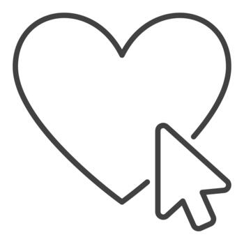 ratón hacer clic en corazón amor propio icono o firmar en sencillo línea estilo vector