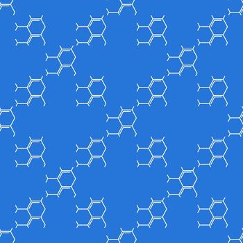 Chemistry hexagonal molecular formula Science seamless pattern in thin line style vector