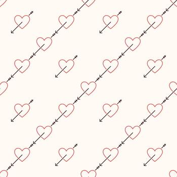 Heart with Arrow inside sympathy colored seamless pattern vector