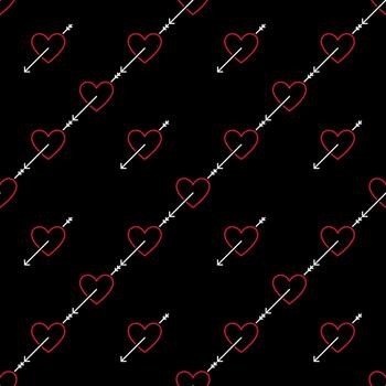 Heart with Arrow inside sympathy thin line seamless pattern vector