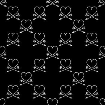 corazón y dos flechas enamorado día sin costura modelo en Delgado línea estilo vector