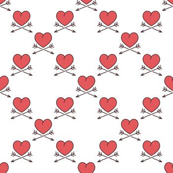 rojo corazón y dos flechas san valentin día de colores sin costura modelo vector