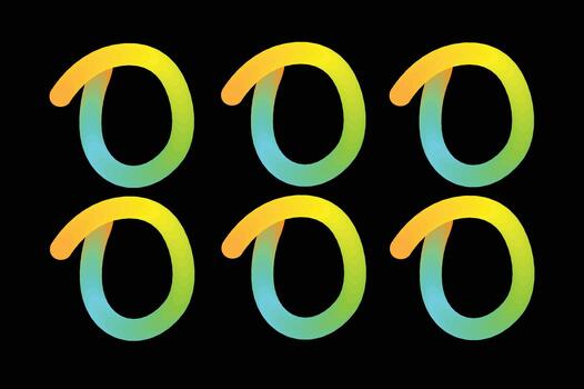 Six Neon Gradient Rings On Black Background Create Modern Abstract Colorful Pattern vector