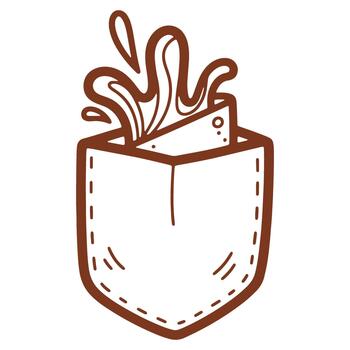 Chocolate Milk Splashing Out of a Pocket Illustration Design Graphic Element with Brown Outline and Isolated White Background for Various Projects vector