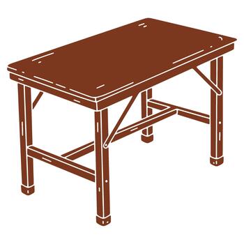 Wooden Folding Table Illustration for Picnic and Market Stalls Design Element Furniture Object Simple Design Style Minimalist Style vector