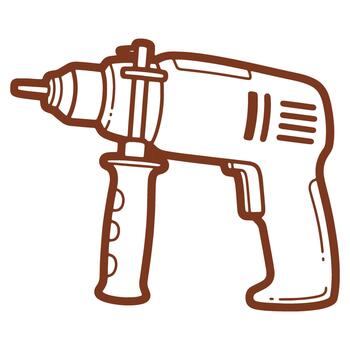 ilustración de un sin cable perforar con lado encargarse de y marrón contorno en blanco antecedentes herramienta concepto gráfico vector