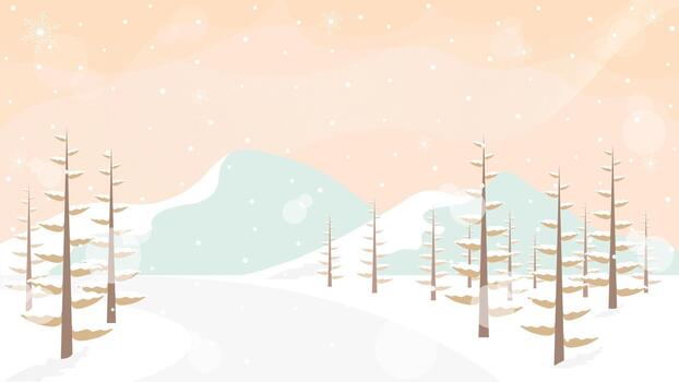 Fall To Winter Transition And Sparkling Snowflake Decorations On A Forest And Mountain Background vector