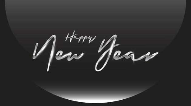 Happy new year silver letters banner on grey background, art and illustration can use for landing page template ui web mobile app poster banner flyers vector