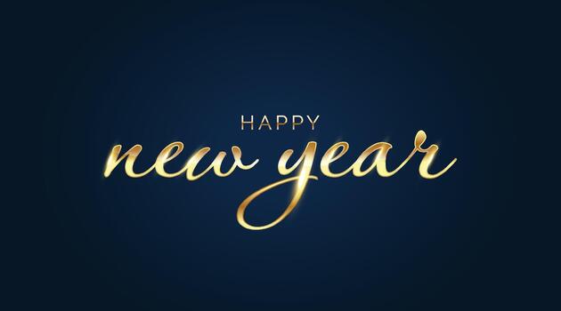 Happy new year golden letters banner on blue background, art and illustration can use for landing page template ui web mobile app poster banner flyers vector