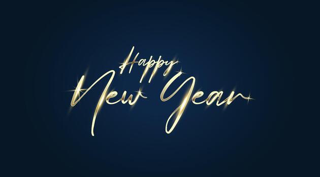 Happy new year shiny golden letters on blue background, art and illustration can use for landing page template ui web mobile app poster banner flyers vector