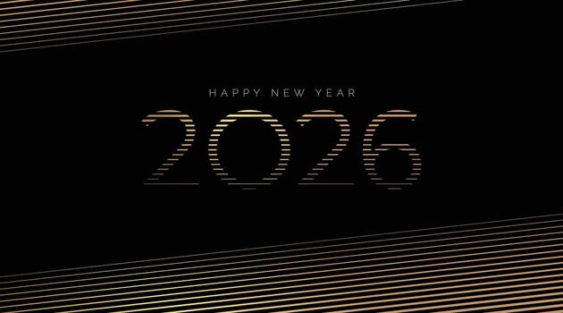 Modern 2026 lineart new year gradient diagonal lines background with abstract background vector
