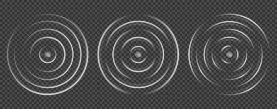 Wifi signal wave with sonar circle ripple and radar sound effect for tech. White neon radial concentric vibration pulse in motion for technology background. Soundwave expansion, shock alert overlay vector