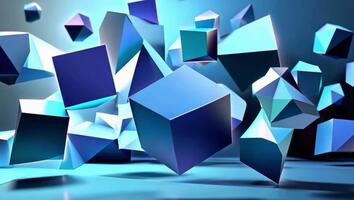 dynamisk abstrakt geometrisk former i modern blå toner skapa en vibrerande digital rörelse grafisk för teknologi och företag presentationer video