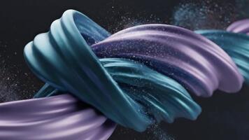 elegant silke tyg flöden i rörelse med gnistrande partiklar, en fängslande och dynamisk visuell för lyx märken och modern design projekt video