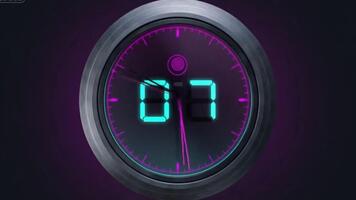 raggiante neon conto alla rovescia Timer animazione con circolare progresso effetto video