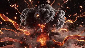 dramático explosión con ardiente naranja chispas en negro fondo, dinámica movimiento y energía, visual efecto para intenso proyectos, cautivador y poderoso video