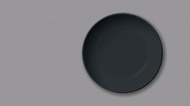Top view of empty black bowl placed on a cement texture background vector
