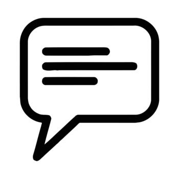 Black outline of a speech bubble with horizontal lines representing text on a white background vector