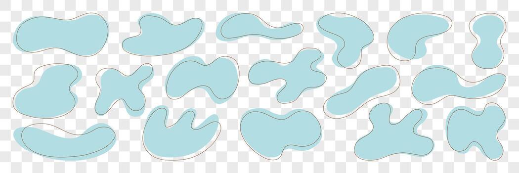 azul orgánico suave gota ameba nube forma con línea equipo vector