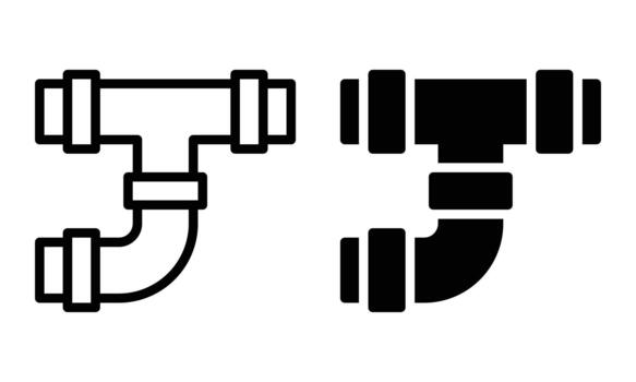 Pipeline Icon with Outline and Glyph Style vector